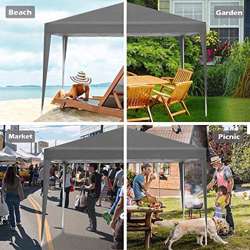 ISE Pavillon 3x3 mit Seitenwänden, Faltpavillon stabil inkl.Tragtasche, Pavillion klappbar 3x3m UV-Schutz 50+,Partyzelt höhenverstellbar für Garten,Grau – Bild 3