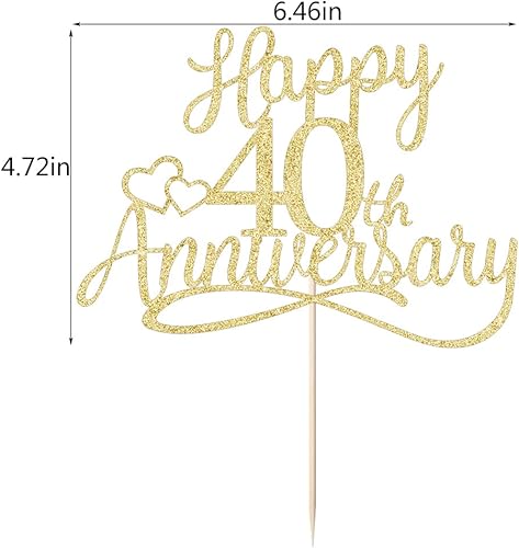 Miniatura 7 de Decoración para tartas con purpurina para el 40 aniversario, decoración de fiesta de aniversario de boda, aniversario de boda, fiesta de aniversario