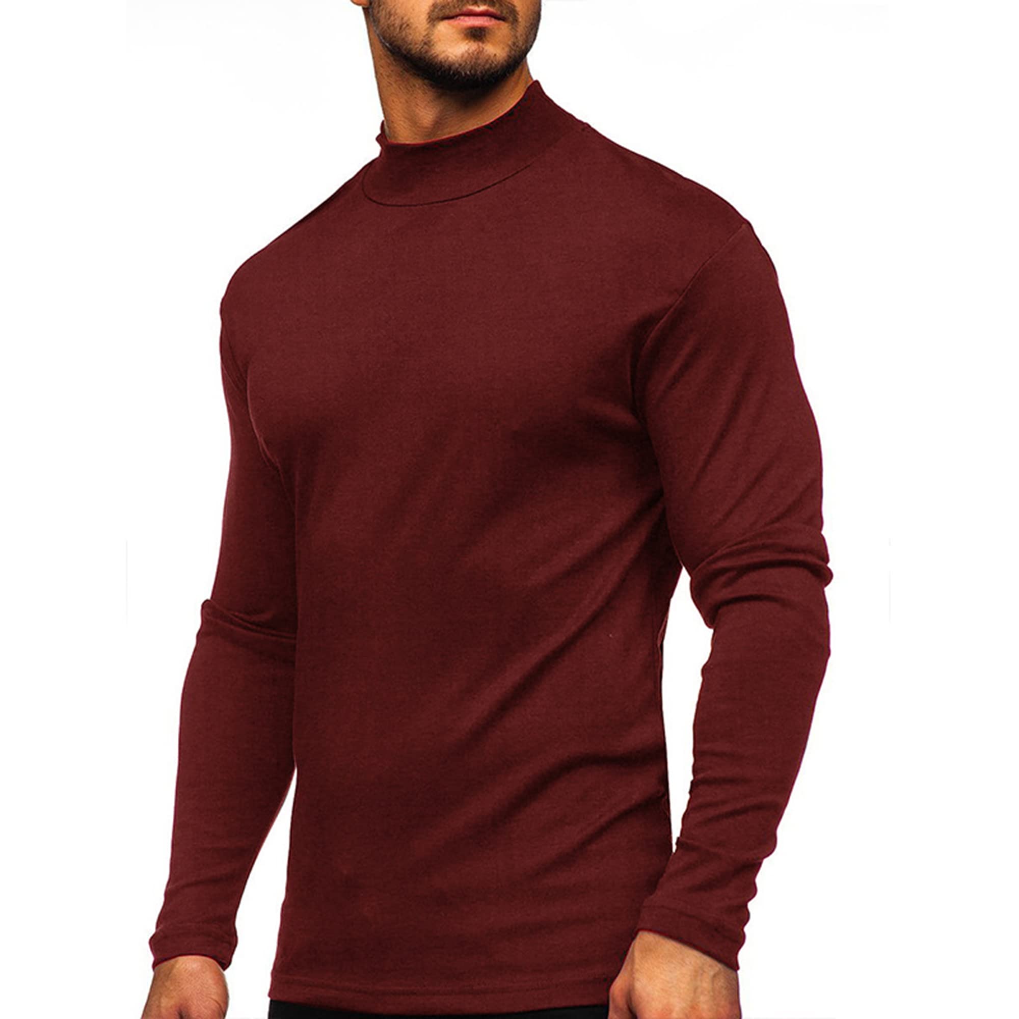 SprifloralMens Casual Jumper Autumn Winter Warm Bottom T Shirts Long Sleeve Sweatshirts Turtleneck Jumpers