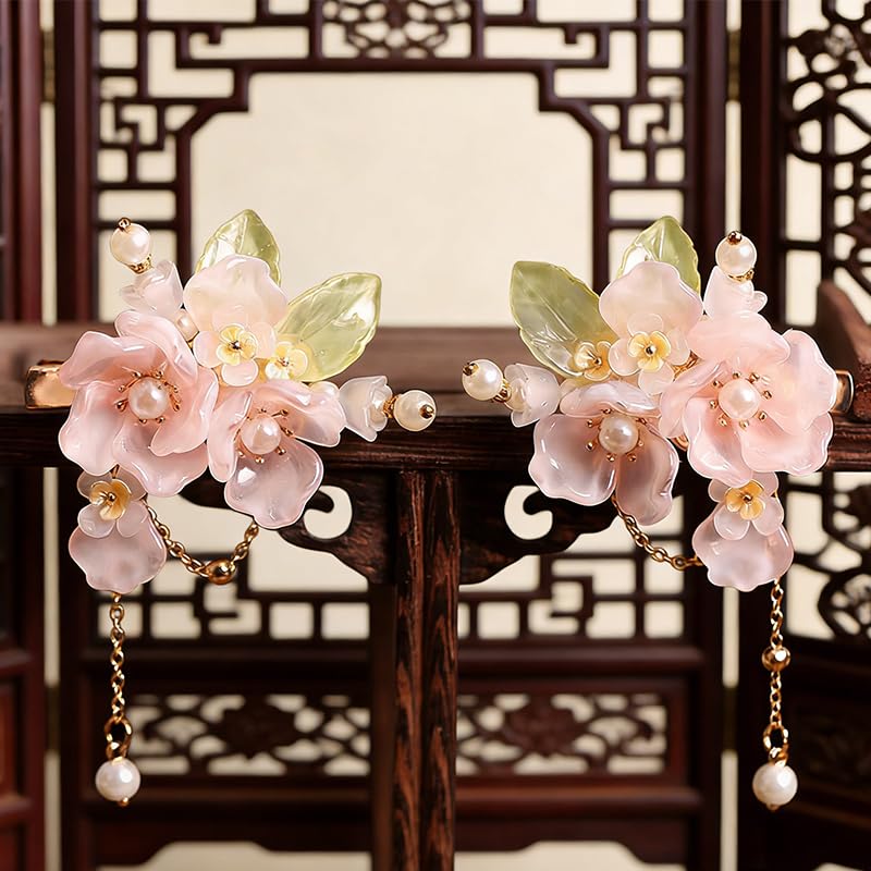 Hanfu Hair Accessories, Pink Chinese Hair Clips For Women,1 Pair image 3