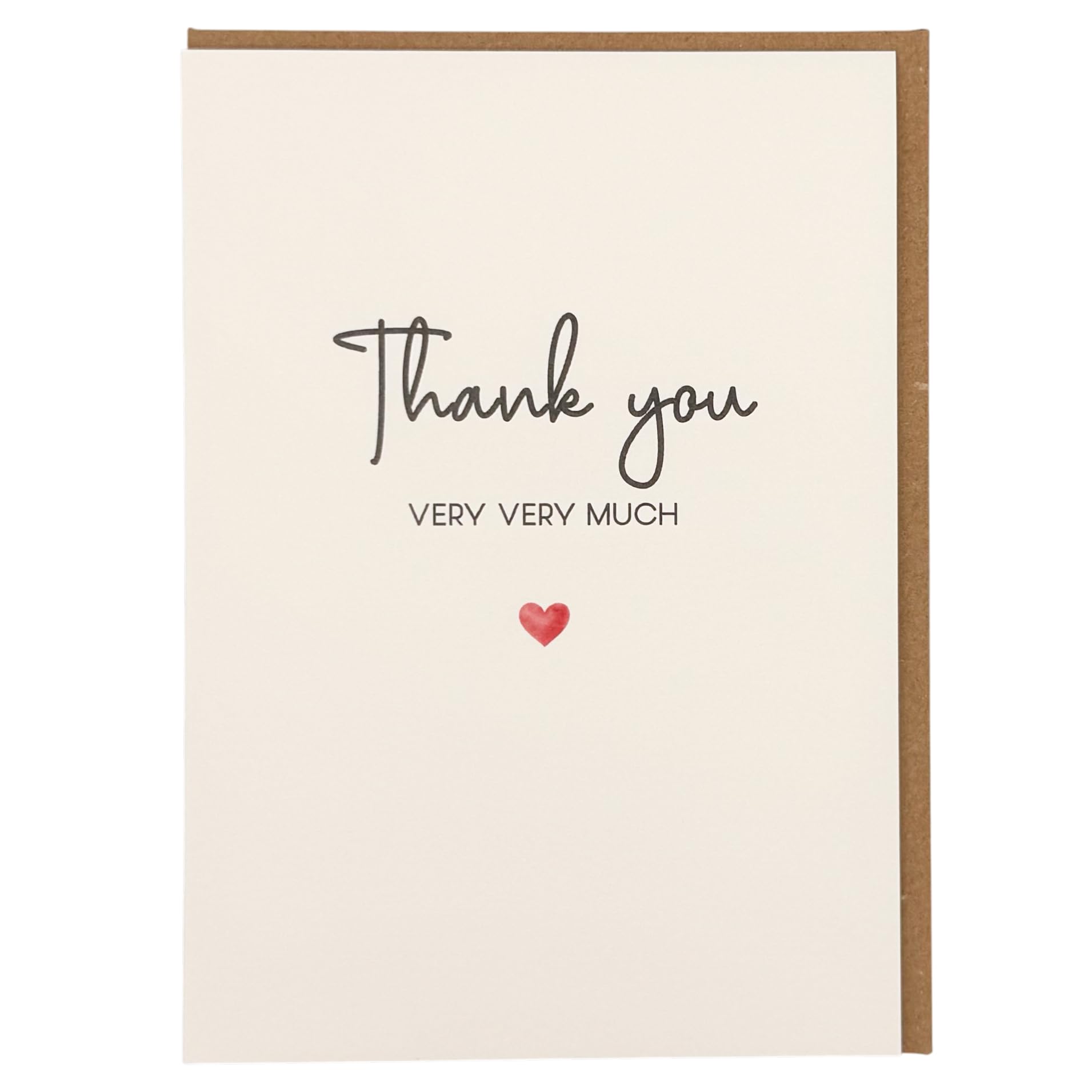 Thank You Very Very Much Greeting Card, Minimalist Style, Blank Inside, with Kraft Envelope, for Friends, Teachers, Colleagues