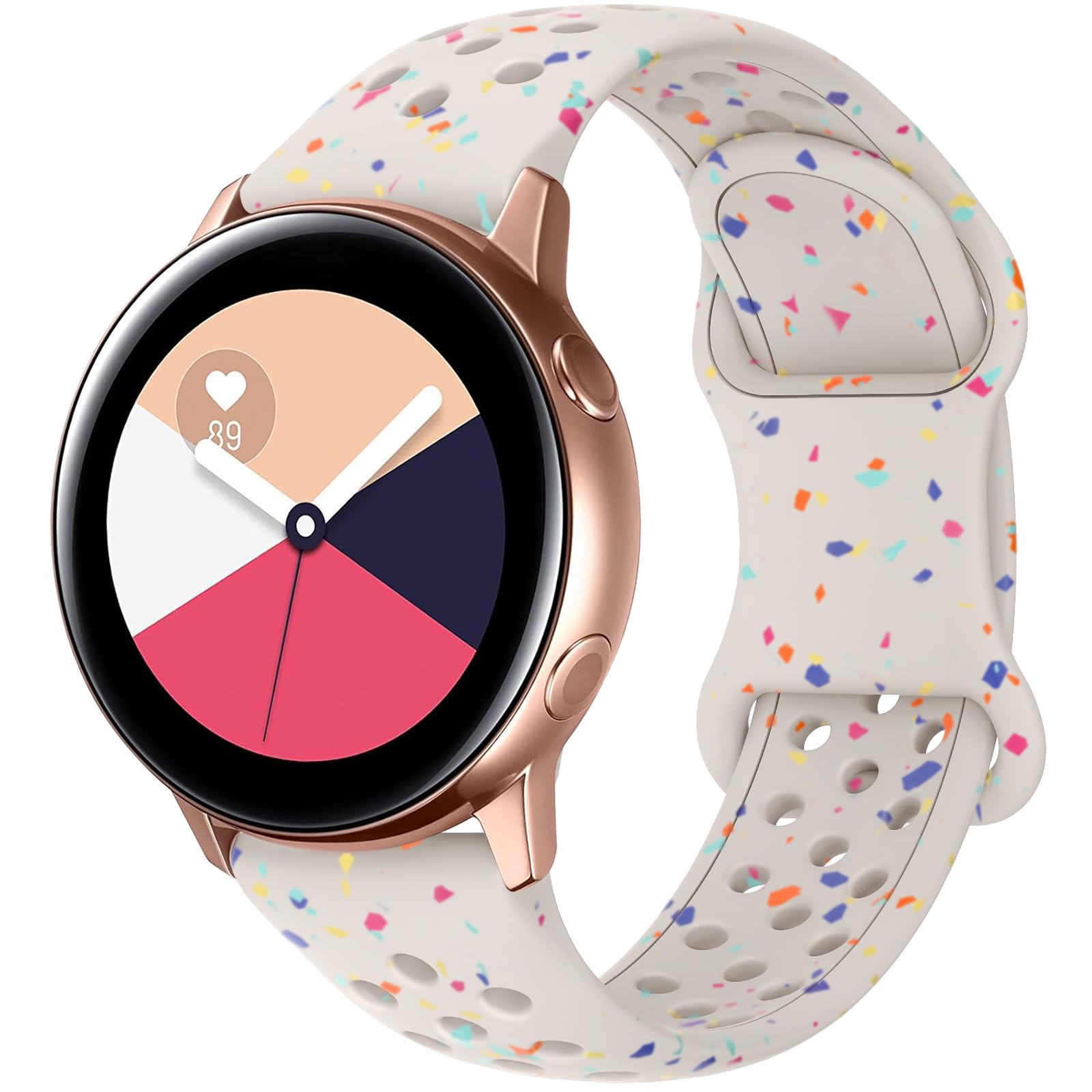 Breathable Sport Band Compatible with Samsung Galaxy Watch 6/5/4 Band 40mm 44mm, Galaxy Watch 5 Pro 45mm,Galaxy Active 2,Galaxy Watch 3,20mm Eco-Friendly Silicone Waterproof Strap for Women