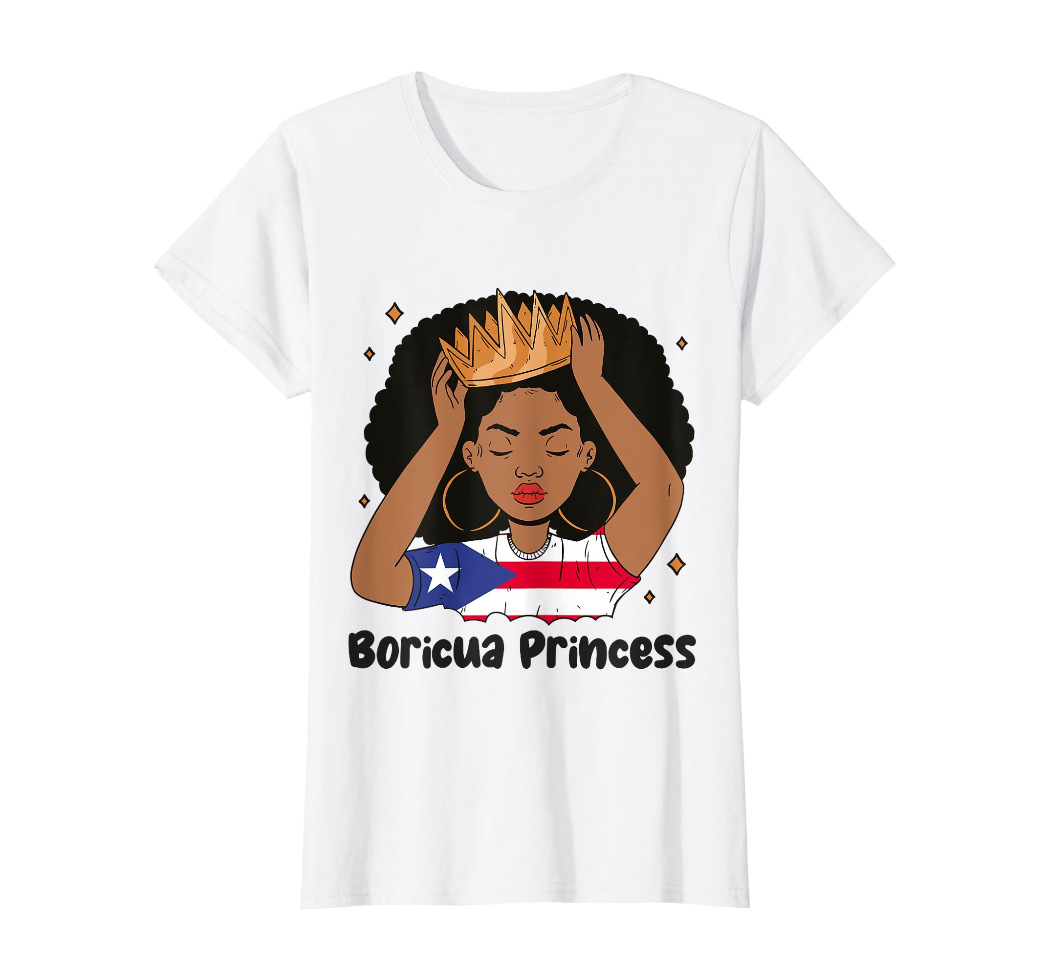 Boricua Princess Afro Hair Latina Heritage Puerto Rico Girl T-Shirt