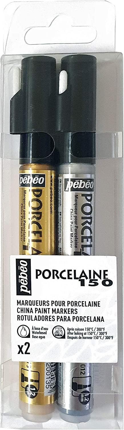Pebeo Porcelain Markers, Gold, Silver, 3.5x9.5x17cm