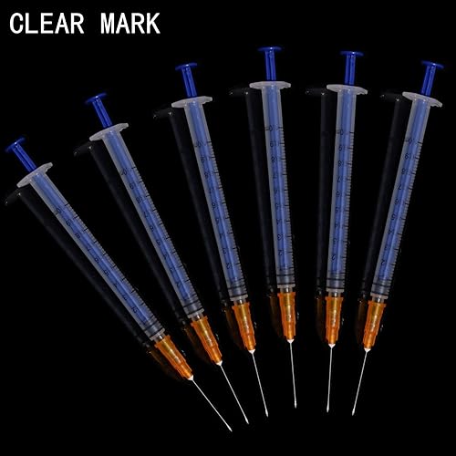 Miniatura 6 de Paquete de 100 Siringa Luer Slip de plástico de 0.0fl ozcc con 25 Ga y tapa, envuelta individualmente sellada, para laboratorios científicos,