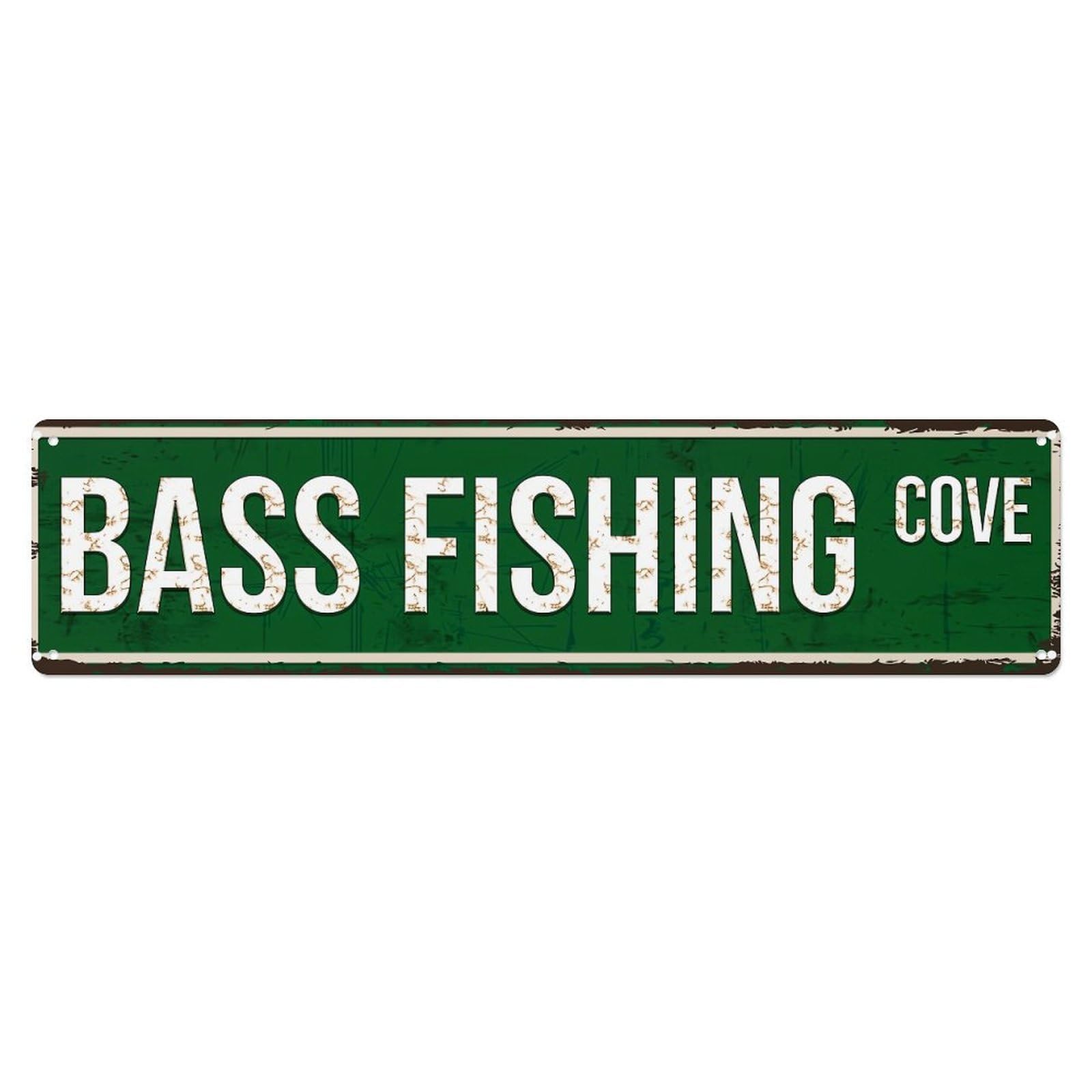 Bass Fishing Cove Sign Pattern Metal Tin Sign Plaque
