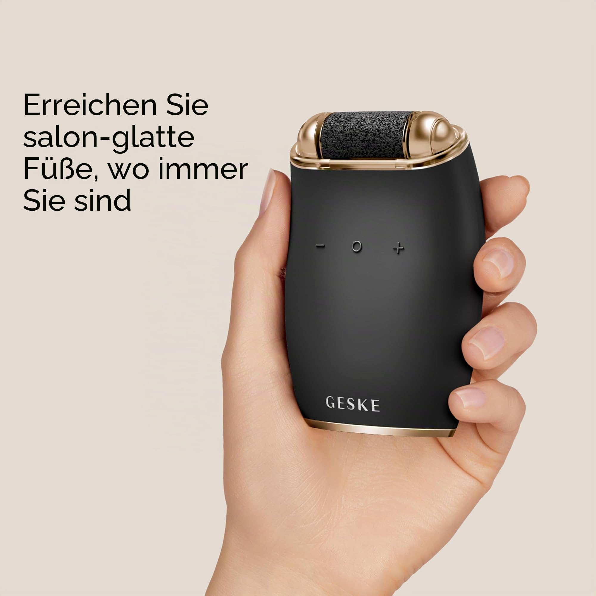 GESKE Electric Pumice Foot Smoothing Roller | 7 in 1 | Elektrische Fußfeile | Bimsstein | Weiche Füße | Effektive Hornhautentfernung | Handliches Design |Für Dein Pediküre-Set