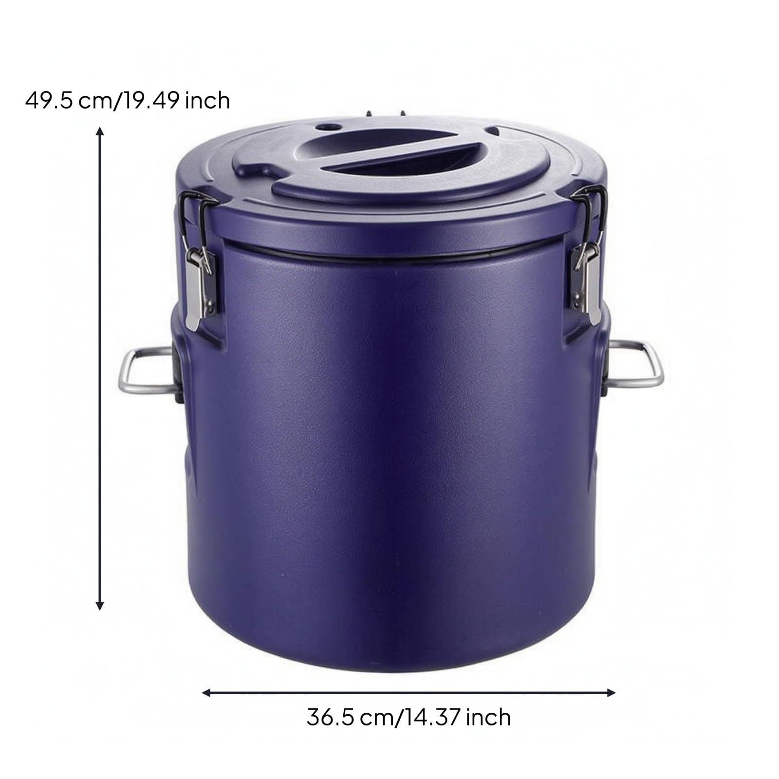 Contenitore Termico Isolato Contenitore Cibo Secchio Acciaio Inox Recipiente Termico Alimentare Coperchio con Blocco E Manici Adatto a Cucina Catering Mensa Aziendale, Blu, 48L