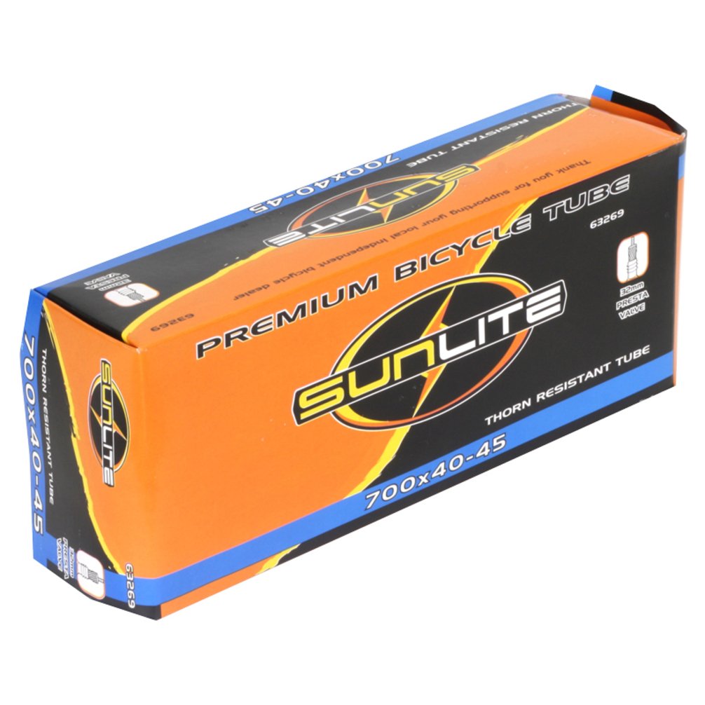 Sunlite Thorn Resistant Presta Valve Tubes, 700 x 40 - 45 / 32mm, Black