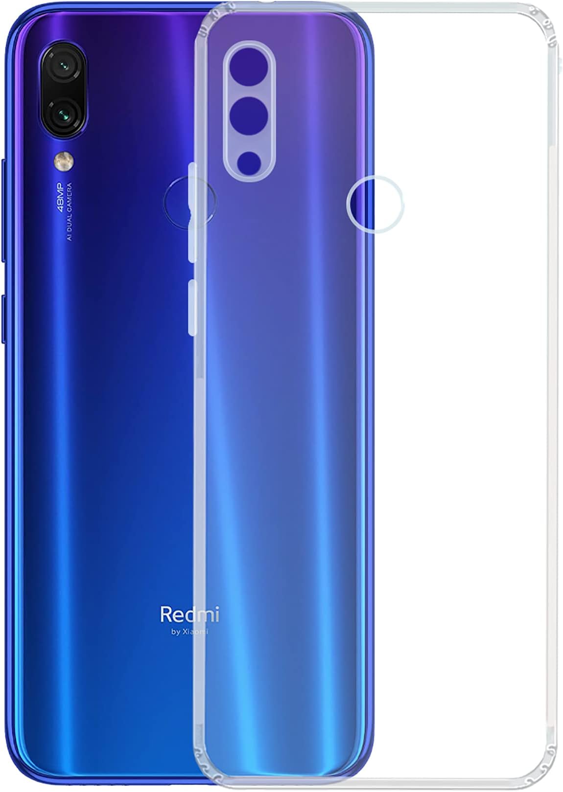 YOFO Silicone Transparent Back Cover for MI Redmi Note 7 Pro/Note 7 / Note 7S - Shockproof Full Protection Case