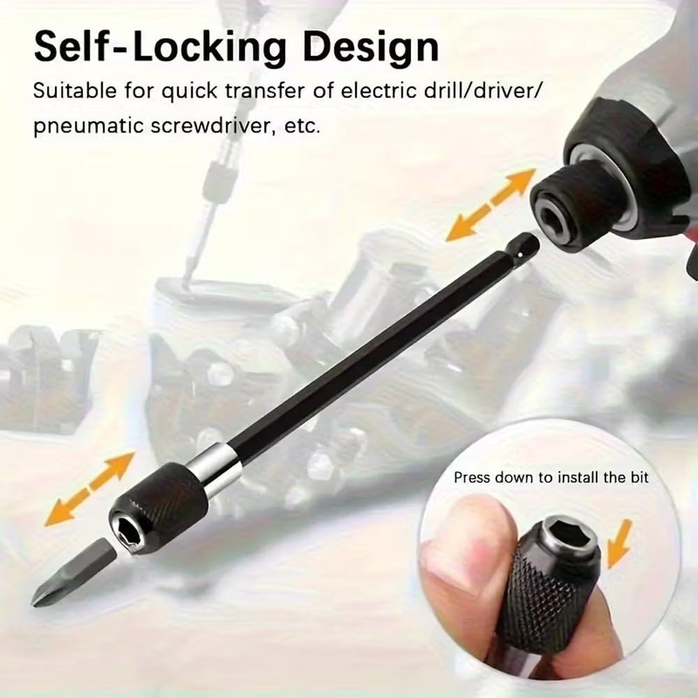 3-Piece Magnetic Bit Holder Extension Set, Quick Release Universal Impact Drill Adapter for Home DIY Projects