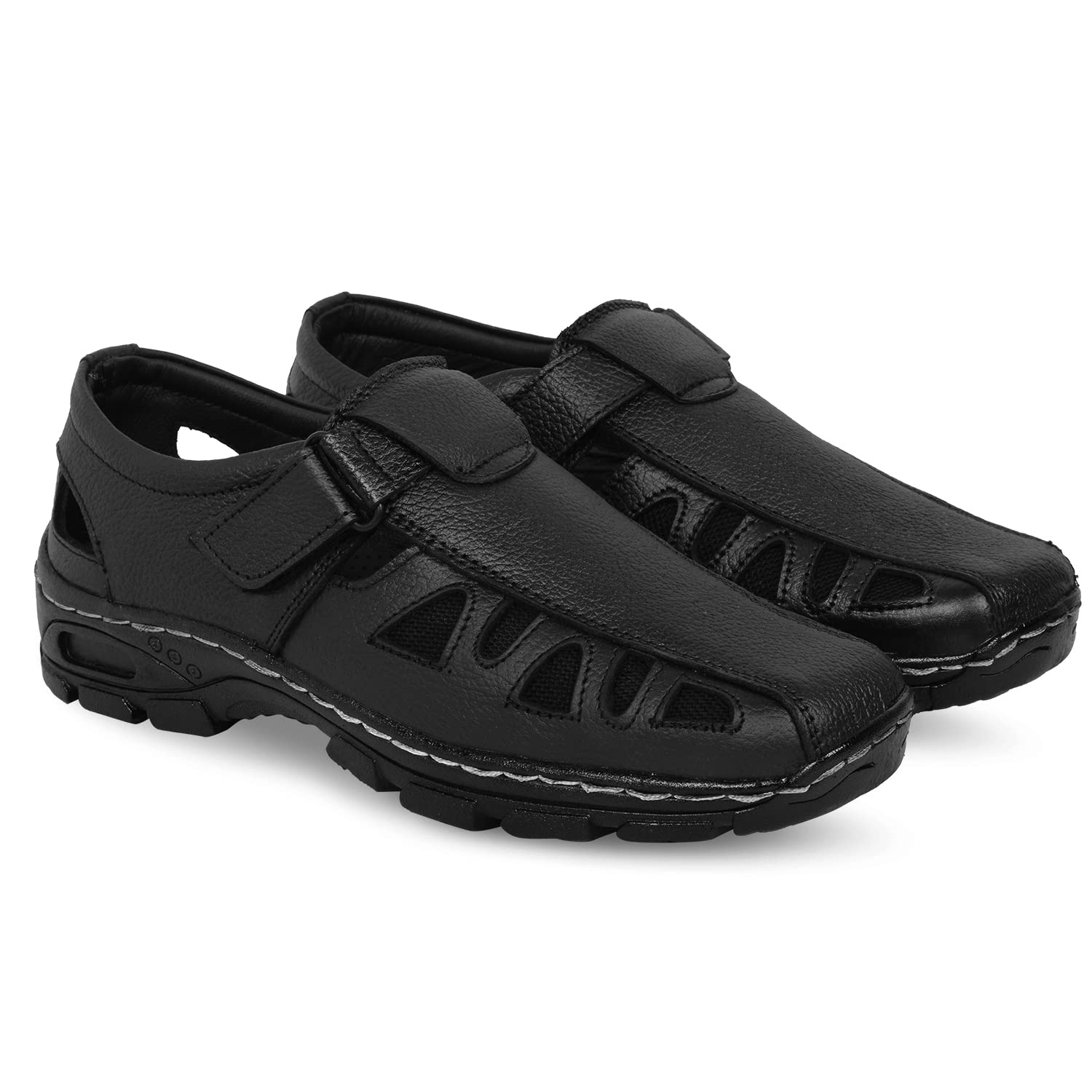 DEGARRO Leather Men’s Sandals – Stylish and Comfortable Casual Footwear | Durable and Lightweight | Anti-Slip Sole |