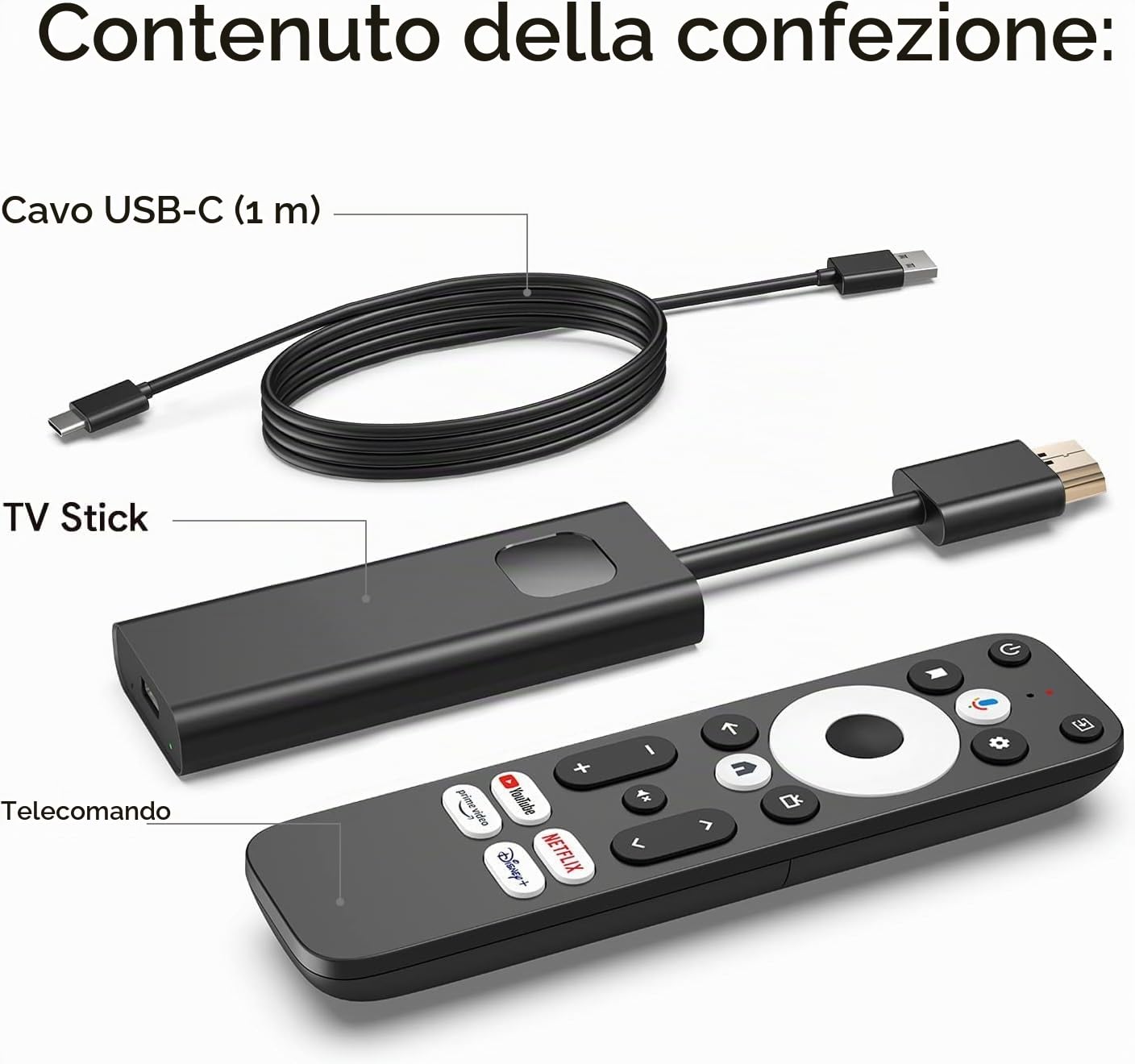 GigaBlue Android11 Giga TV OTT IP Stick 4K PRO HDR60Hz / HDMI2.1 / WiFi6 UHD 4K con Google App Store (adatto per App Netflix, App Disney+, App YouTube e molte altre)