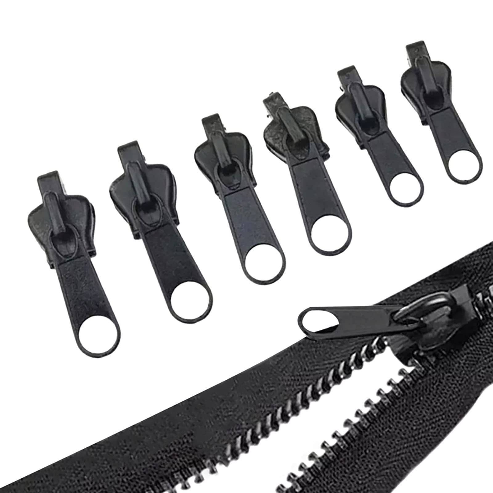 6Pcs Black Universal Instant Fix Zipper Repair Kit Replacement Zip Slider Teeth Rescue Replacement Pack Zippers Design Arts Buckles, Crafts and Sewing Practical and Popular Zippers