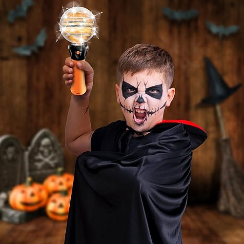 Miniatura 5 de ArtCreativity Juguete de varita mágica con luz de calabaza de Halloween, juguetes iluminados para niños, con efectos iluminados y giratorios,