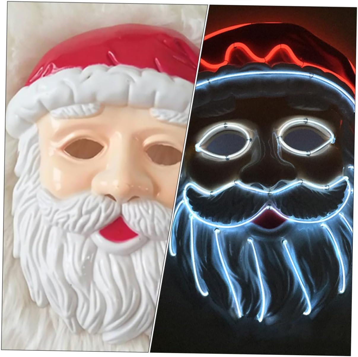 VICASKY 1pc Glowing Santa Claus Mask for Christmas Parties Festival and Comfortable to Wear for Boys and Girls Birthday Celebrations and Masquerades