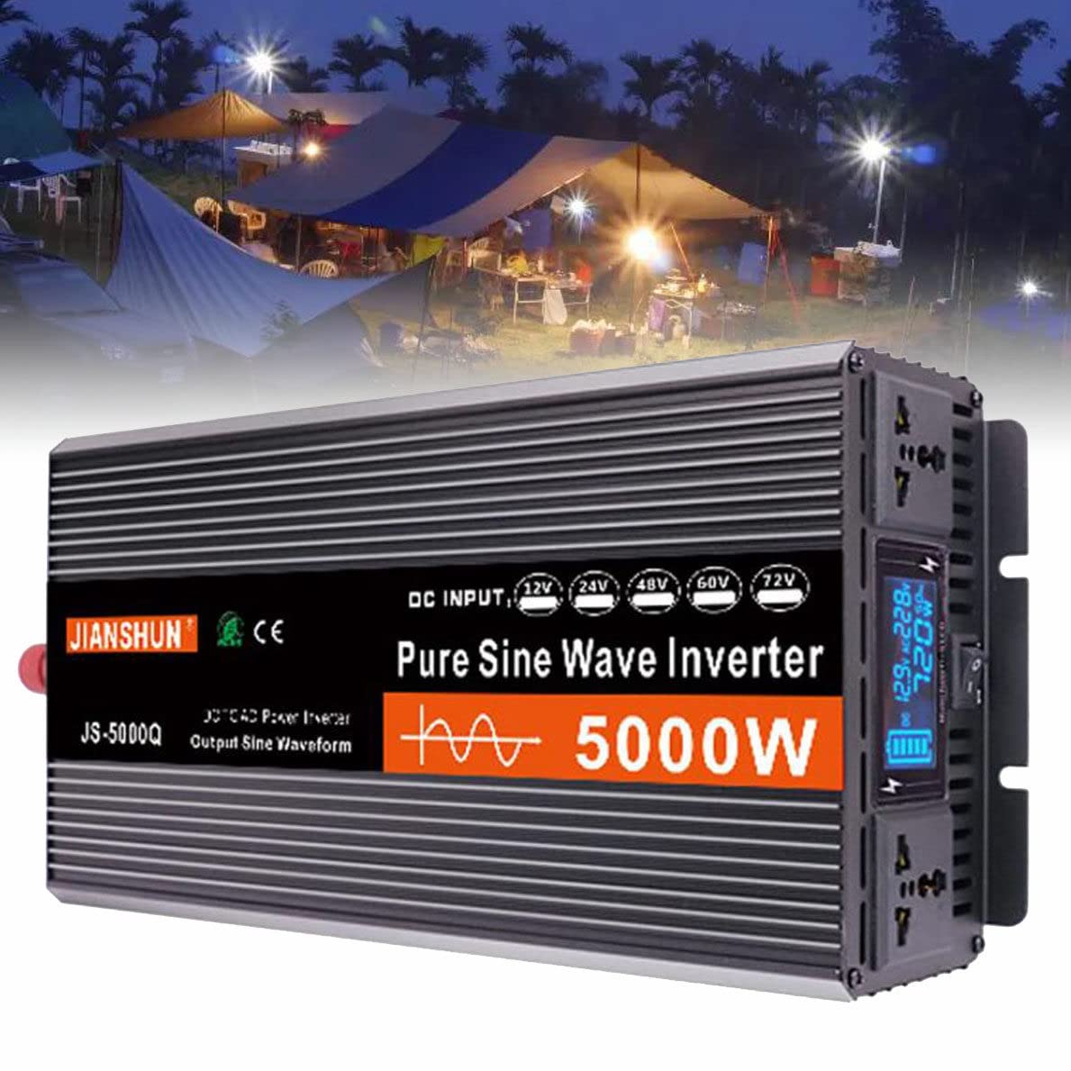 Power Inverter 3000W 4000W 5000W 6000W Inverter Onda Pura Trasformatore di Potenza Convertitore DC 12V 24V 48V 60V AC 220V 230V 240V Inverter Fotovoltaico-con Display LED,5000W-48V