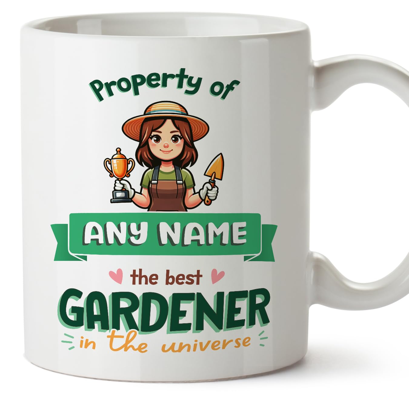 MUGFFINS Personalised Mug for Gardener Woman - in English - Property of - Funny Custom Gift for Colleagues - Ceramic 11oz Mug