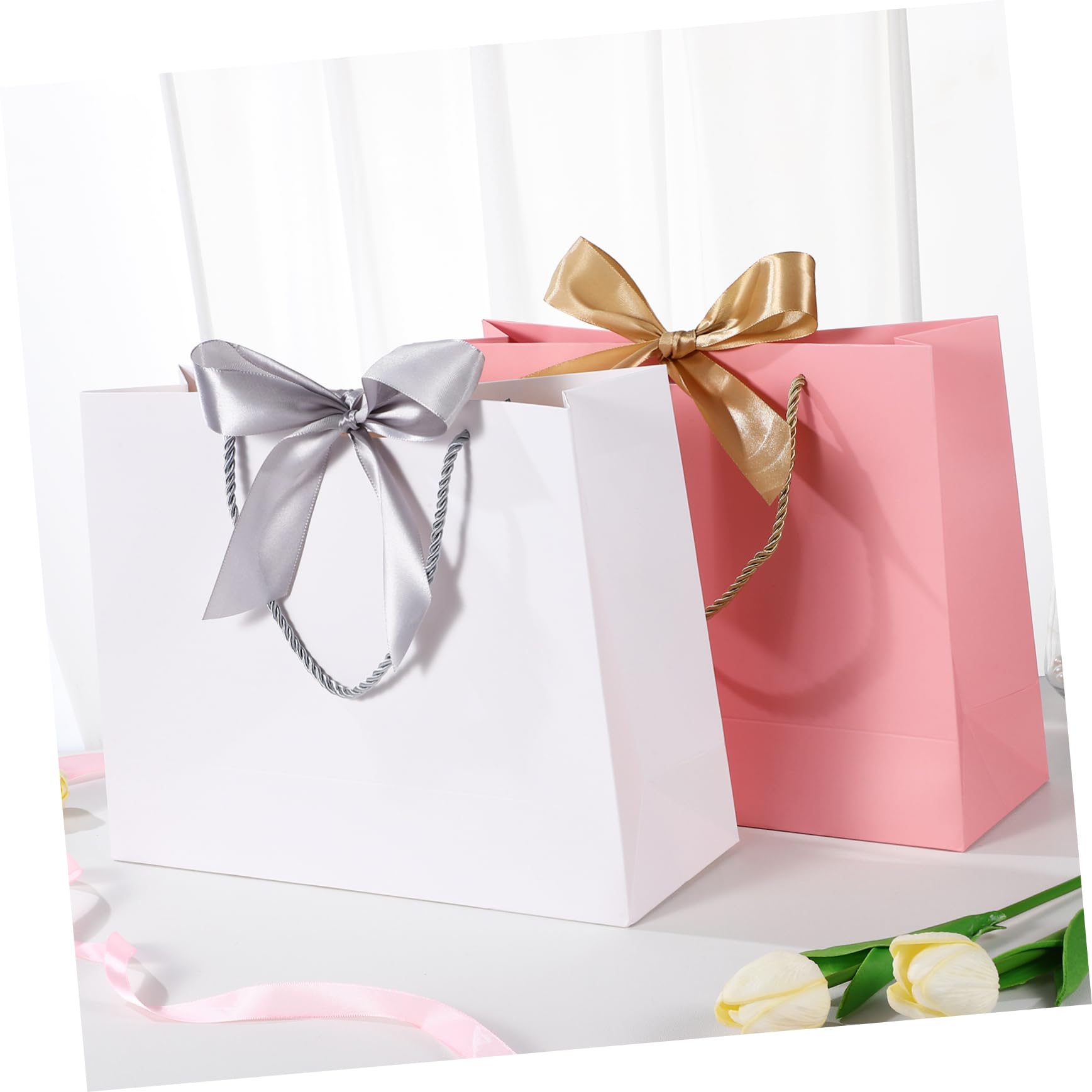 PACKOVE 10 Stück Geschenktüten aus Papier mit Henkeln Papiertüten mit Schleifen für Geschenkverpackung und Geeignet für Hochzeiten Partys Geburtstage und Feiertage
