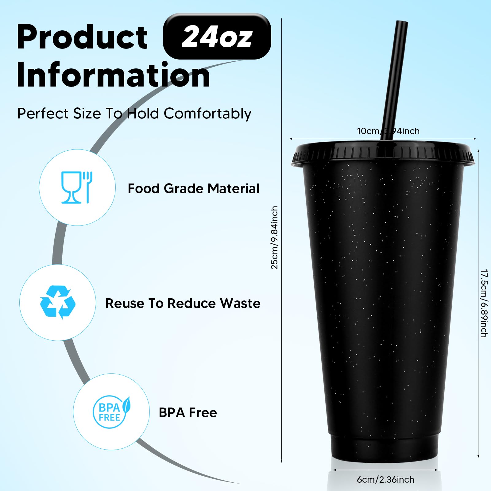 Amazon.com: LEIFEOSH 24 Pack Plastic Tumblers with Lids and Straw, Reusable  Cups with Lids and Straws Colorful Cups for Cold Drink Iced Coffee, Plastic  Tumbler Bulk for Party Birthday Gifts (24 oz,