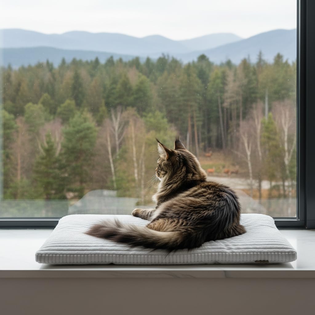 PRASKA Lettino da finestra per gatti, 80 x 28 cm, morbido letto per gatti per davanzale della finestra, grigio chiaro, di alta qualità, morbido per finestra, lavabile, davanzale della finestra, per