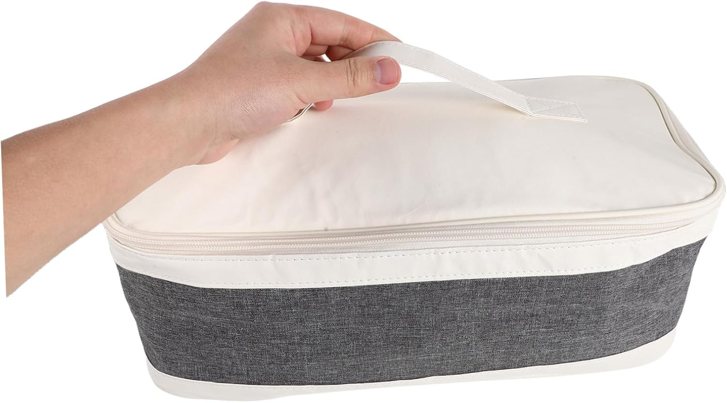 Hair Tools Travel Bag with Zipper Closure Travel Storage Organizer for Hair Straightener Blow Dryer and Curling Iron Made of Sturdy Cloth and Pu Leather Sleek Look