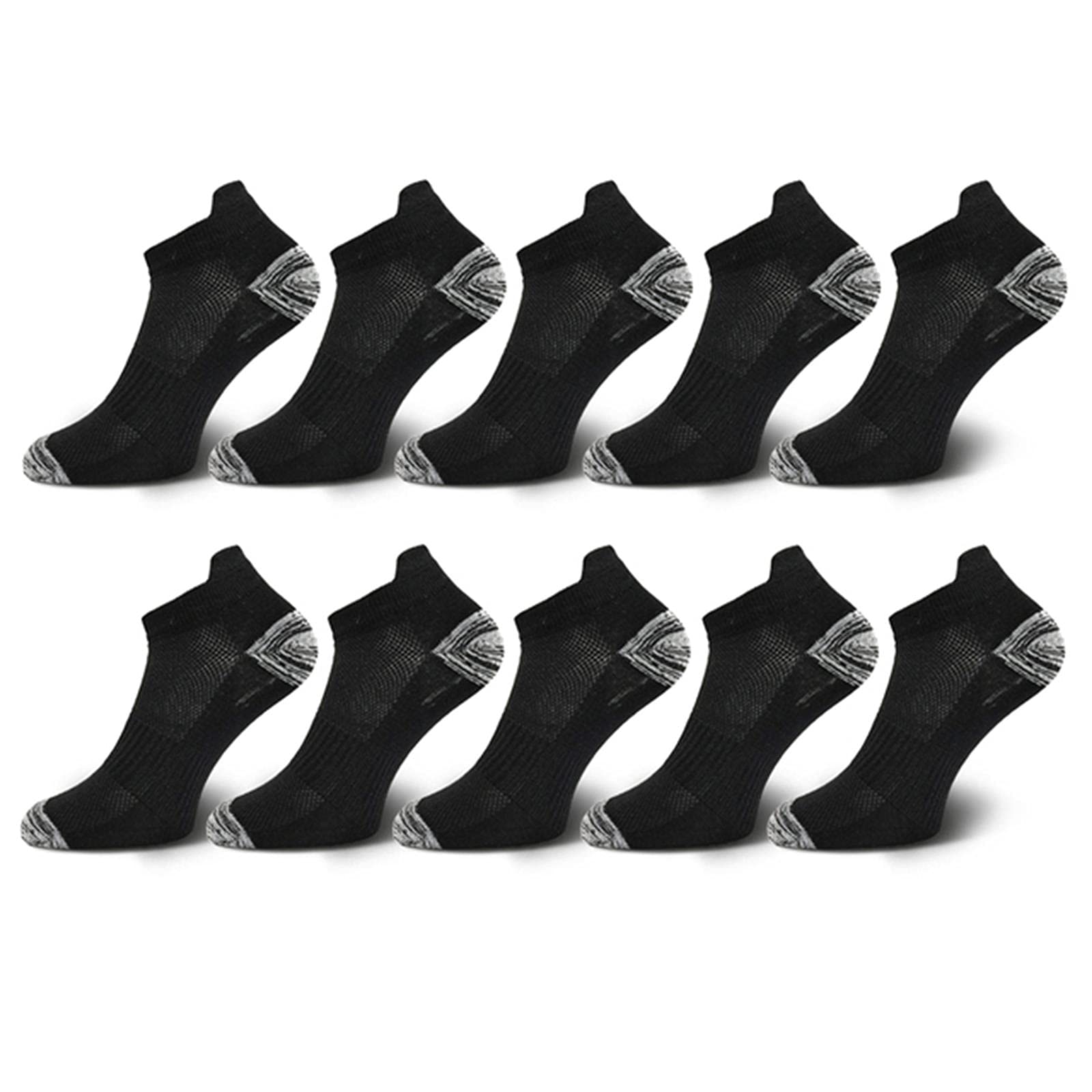 UKKO Calcetines de Hombre 10 Parejas para Hombre Calcetines De Tobillo Atlético Acolchado Algodón Bajo Calcetín Corto Corto-10 Pairs Black,EUR 43-48 (Us 9-14)