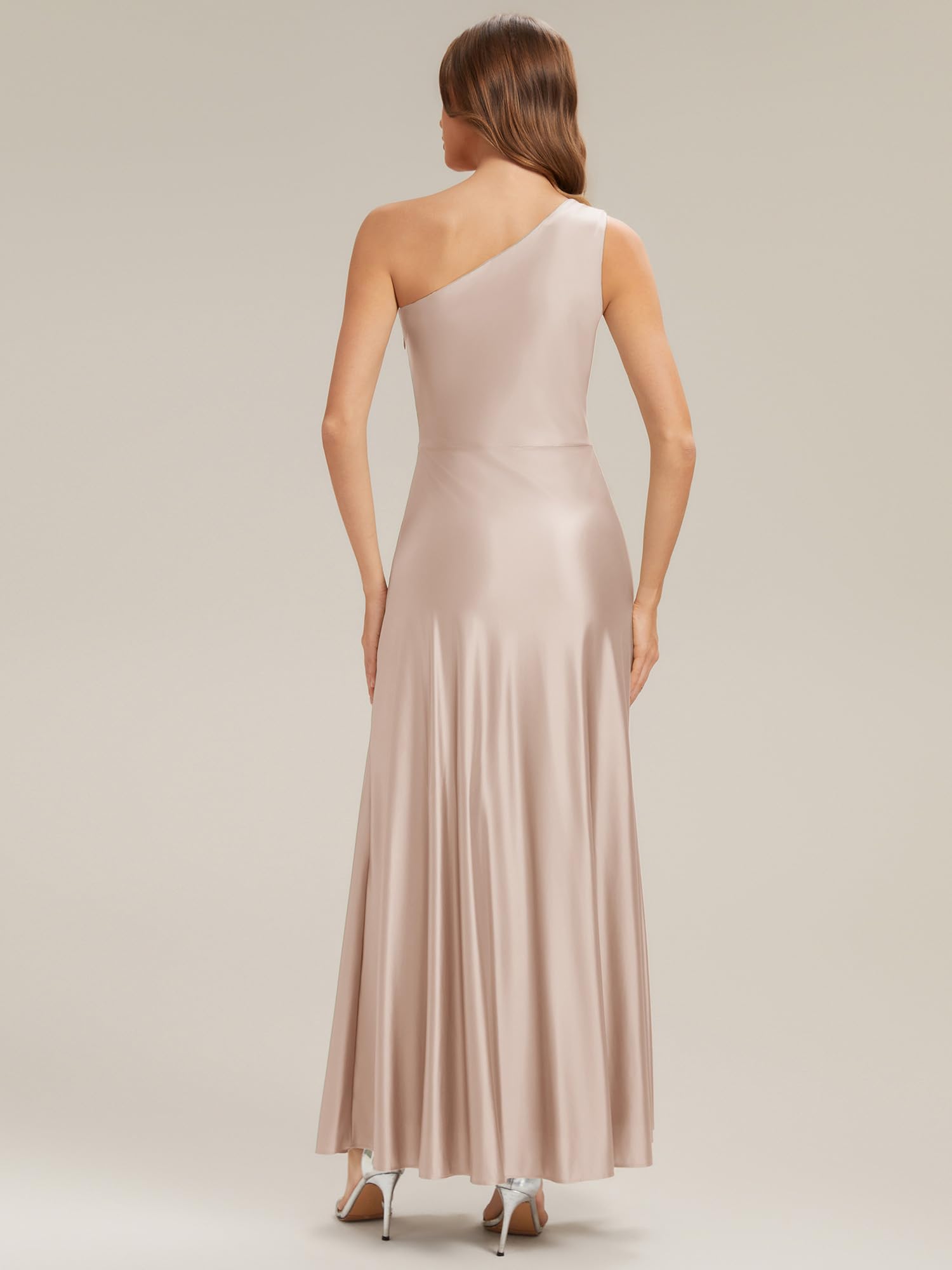 Ever-Pretty Abiti da Damigella Collo Asimmetrico Senzamaniche Satin Maxi Gonna Svasata ES02725