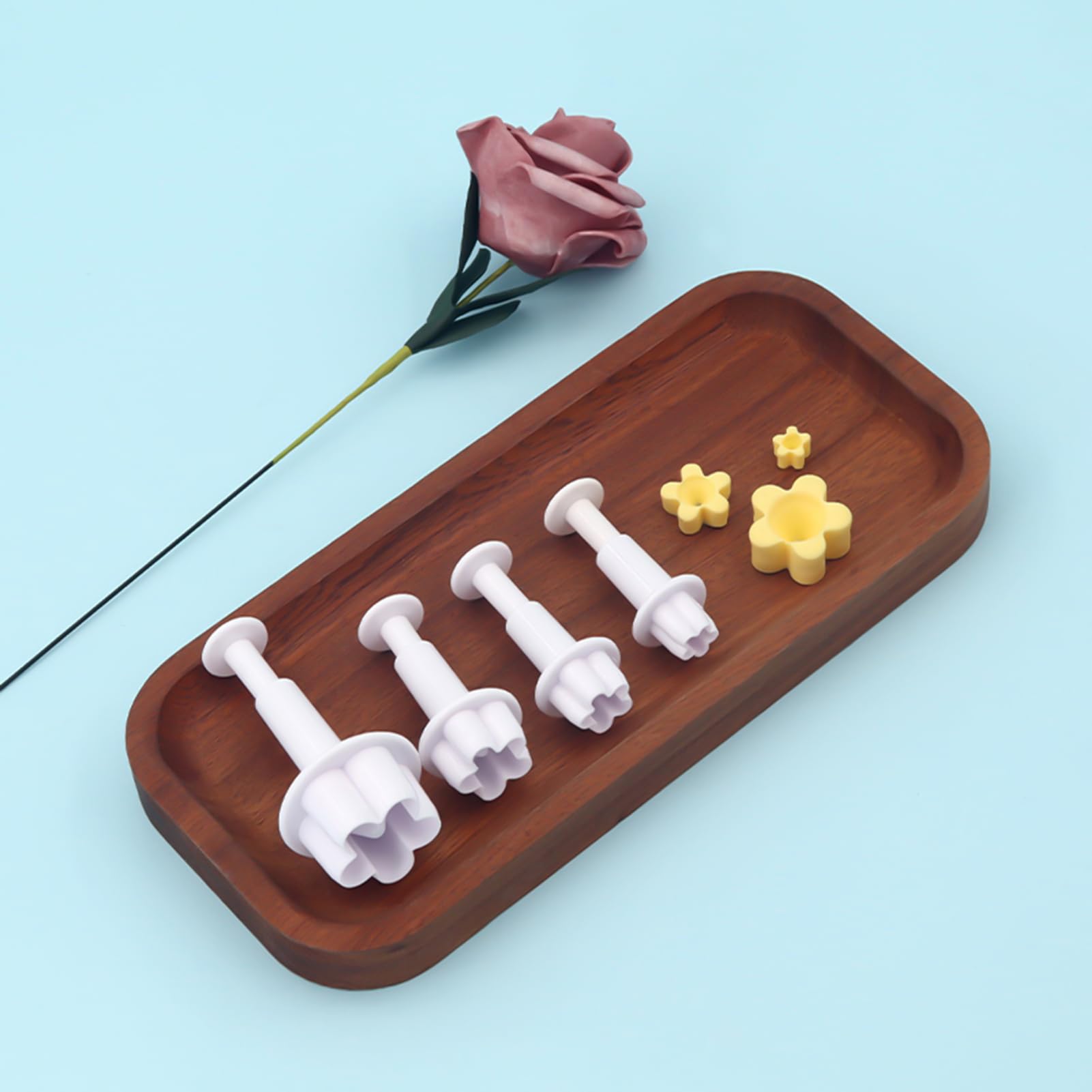 Blumen Fondant Ausstecher Spülmaschinenfestes Formwerkzeug-Gadget | 4 Stück Blumen-Keksformen für Kuchendekoration Backen Dekorieren Weihnachten Kinder Schokoladen