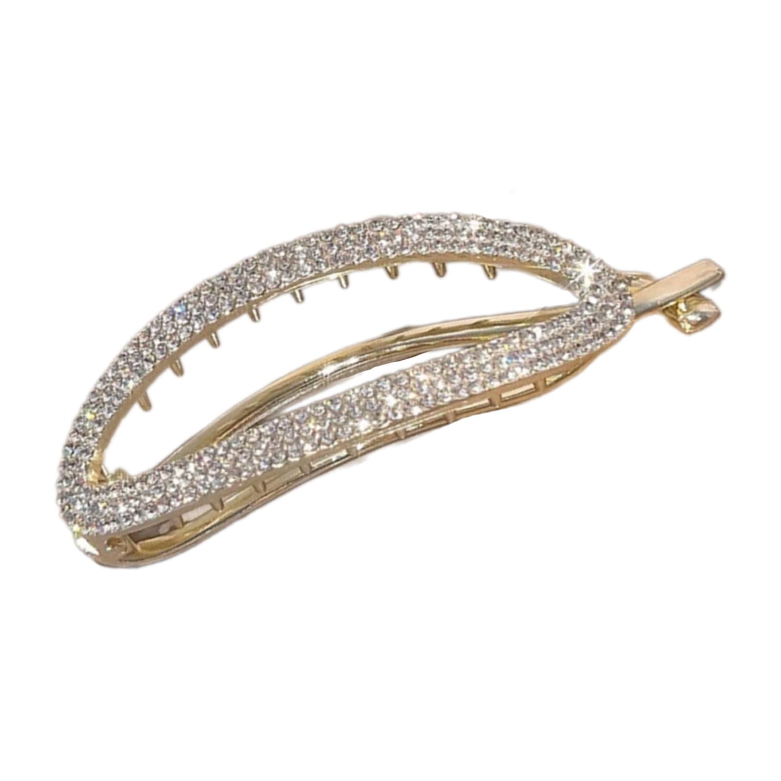 YUXITA Rhinestones Banana Hair Barrettes Slip Resistant Grip For Women Girls High Ponytail Styling Accessories