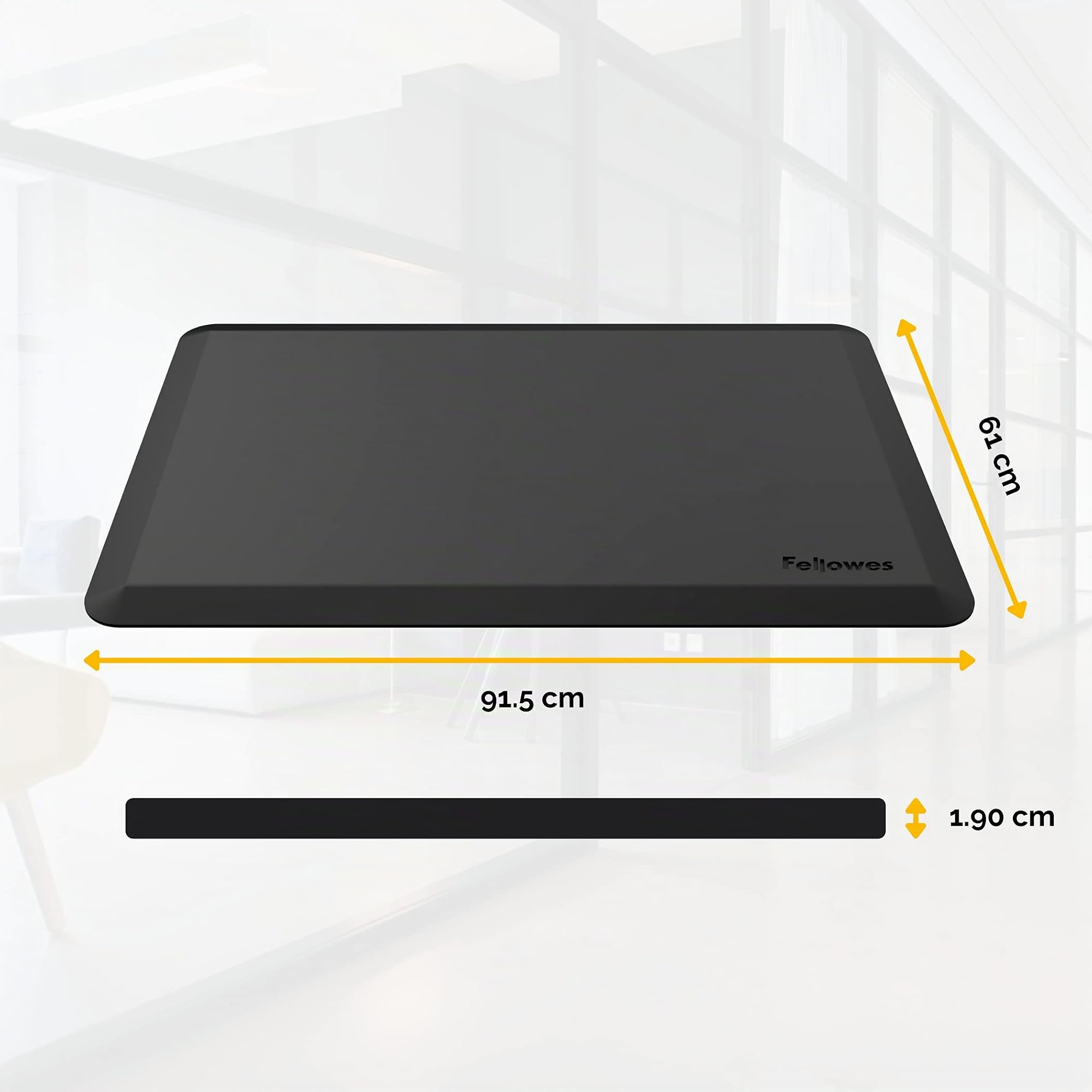 Fellowes Anti-Ermüdungsmatte für Steharbeitsplätze, ergonomisch, für Büro und Home Office Schwarz
