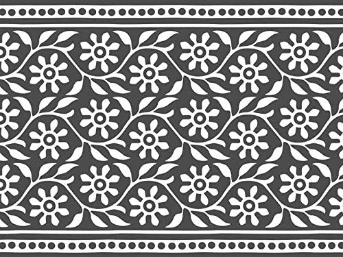 Preisvergleich Produktbild Aqua Flex Weichschaummatte Badvorleger Bodenbelag Weichschaumbelag Antirutschmatte Badezimmermatte Sicherheit Meterware Schwarz Weiß Blumen Breite 65 cm 6009-1 (65 x 100 cm)