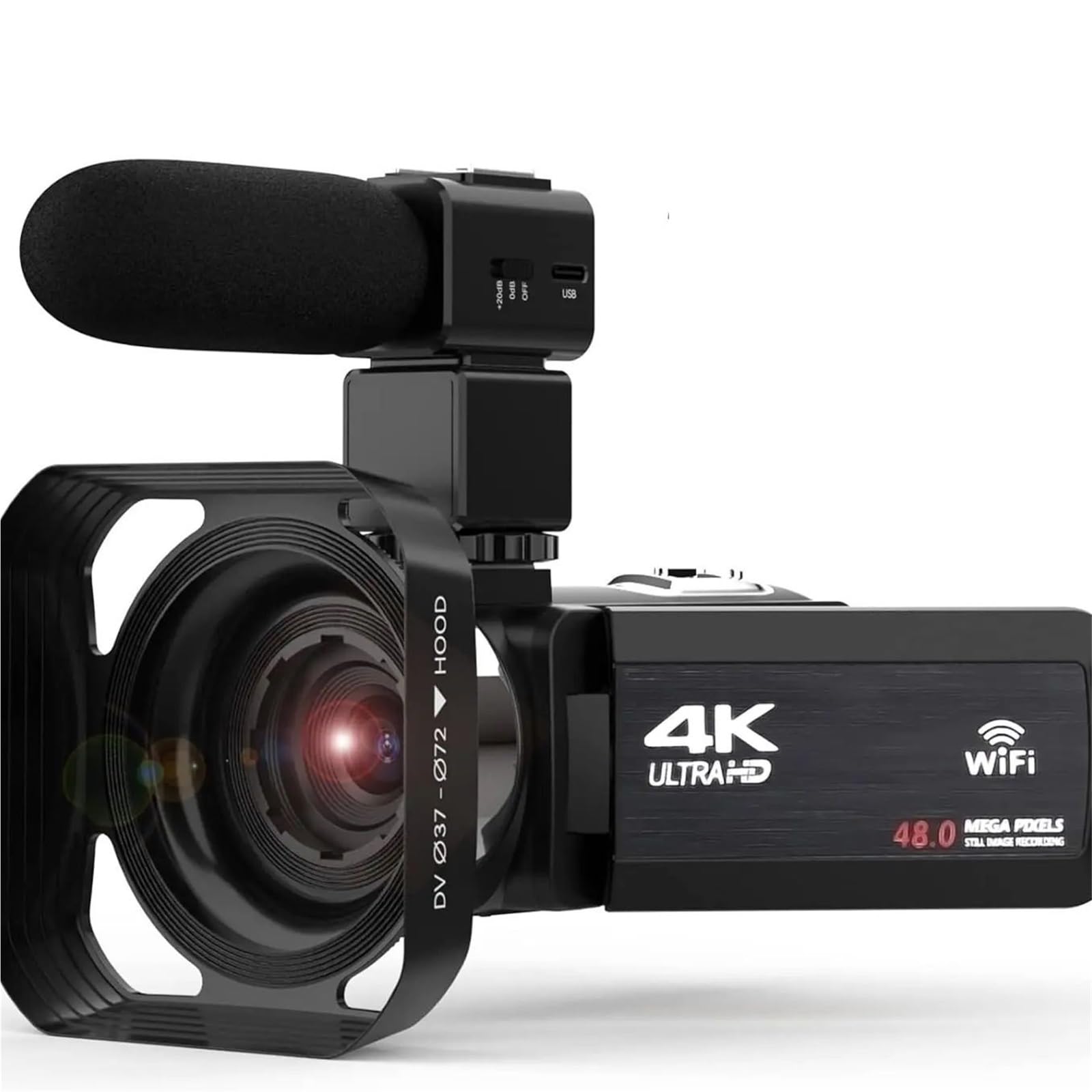 Videocamera 4K con zoom digitale 18X, fotocamera for vlogging da 48 MP for YouTube, touchscreen IPS ruotabile a 270° 3,0 pollici, microfono Leggero