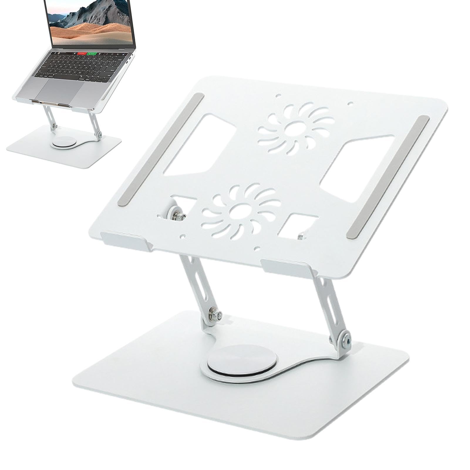 Soporte ajustable para laptop, elevador plegable ventilado y almohadilla de refrigeración, soporte ergonómico para portátil y tableta, altura ajustable para uso en escritorio