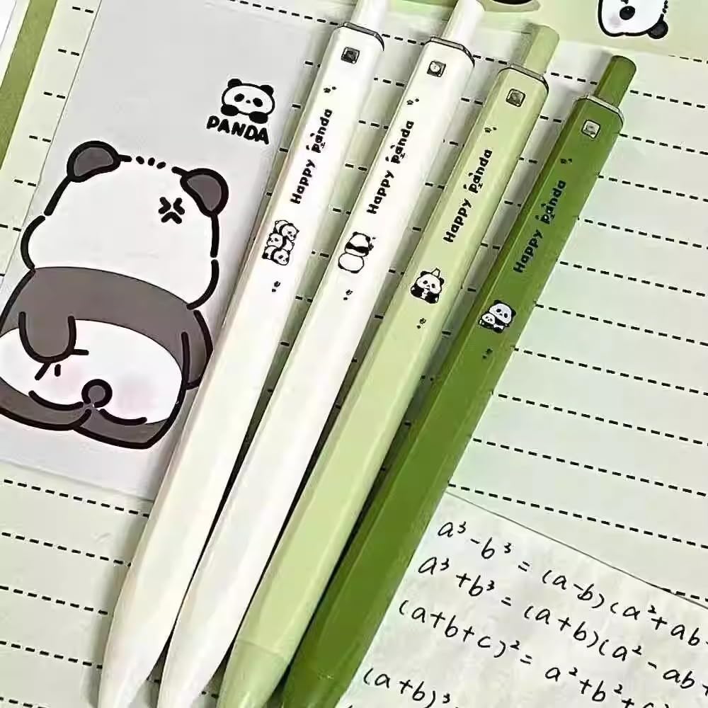 PLwelth 4Pcs Cute Panda Pens 0 5mm Black Ink Ballpoint Pens Cartoon Panda Gel Pen Kawaii Animal Retractable — view 6