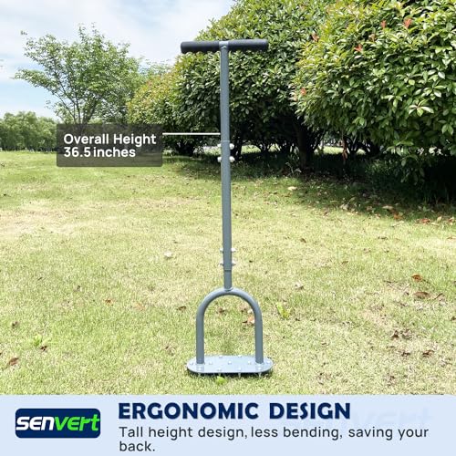Lawn Aerator Spike Manual Yard Aerator with 13 Iron Spikes, Lawn Grass Aeration Tool, Garden Tool for Aerating Lawn Soil, Improves Lawn Health, Gray, JS-001 - Image 3