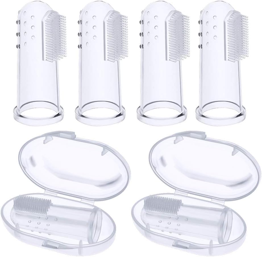 Meetory 6x Pet Finger Toothbrushes Soft Latex Dog Tooth Cleaner Cat Teeth Cleaning Dental Care for Dogs Cats