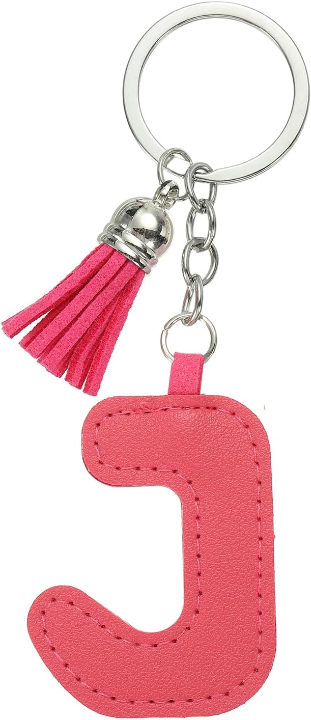 PATIKIL Alphabet Initial Letter Keychain, Cute Leather Keychains with Tassel Letter Pendant Charm for Women Key