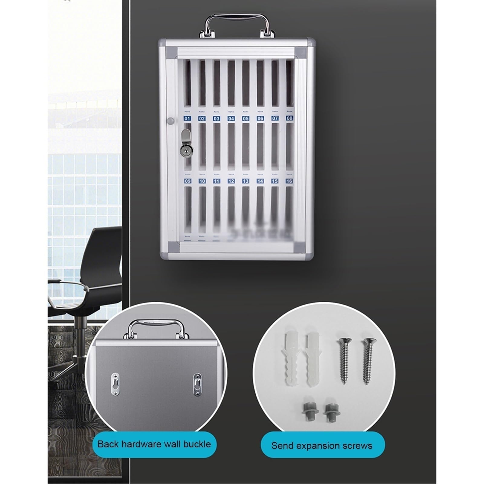 Armario de Aluminio para teléfonos móviles con Le para Montaje en Pared Ideal para Salas de conferencias: Seguro de fácil Acceso y Mayor Seguridad.