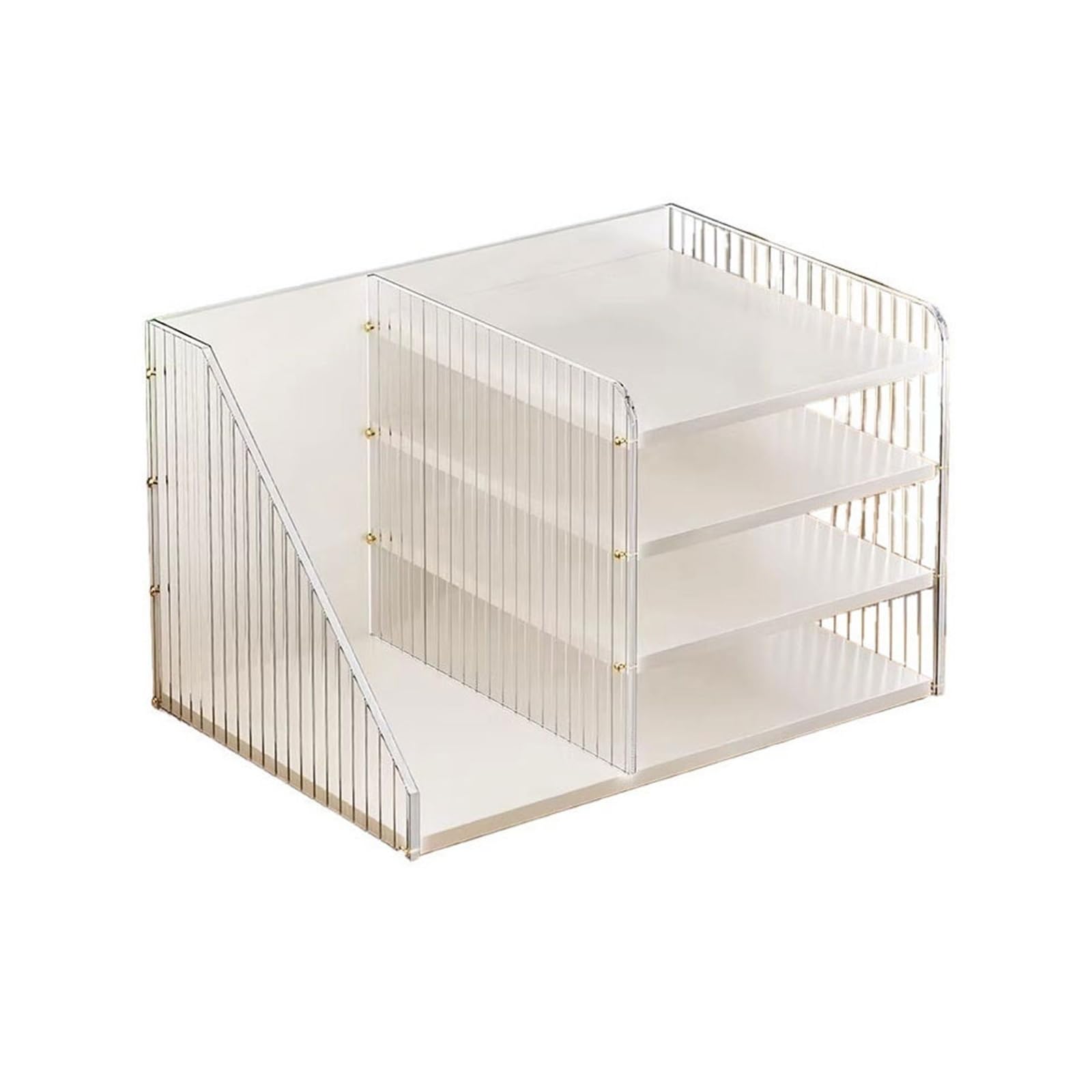 Cenz-888 Portable Bookshelf Desktop Multi-layer Acrylic Bookshelf Small Document Storage Box with Increase Fence Storage Rack