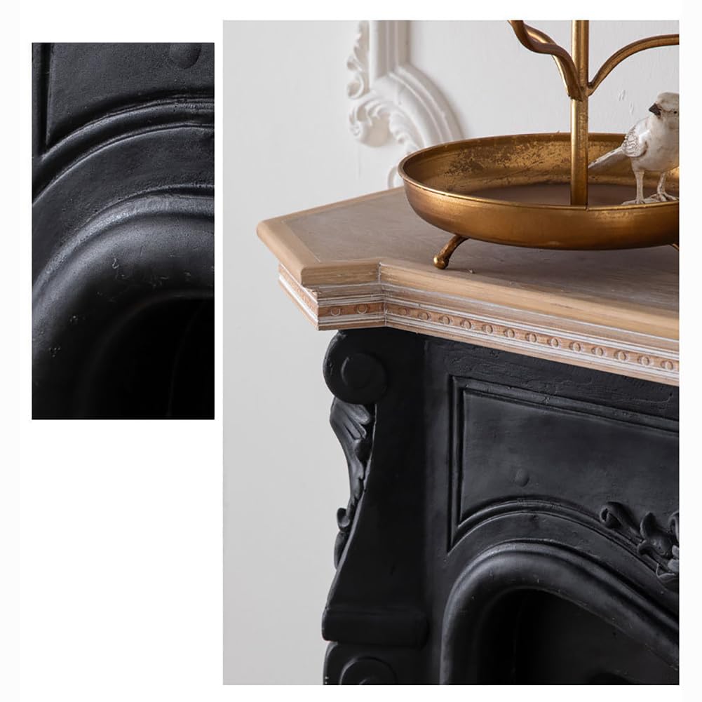 Cornice per Camino, Cornice Decorativa per Camino in Legno, Camino Decorativo Classico retrò, Decorazione Interna per Camino, Adatta per Soggiorno, Idee per La Casa, Bianco/Nero,A