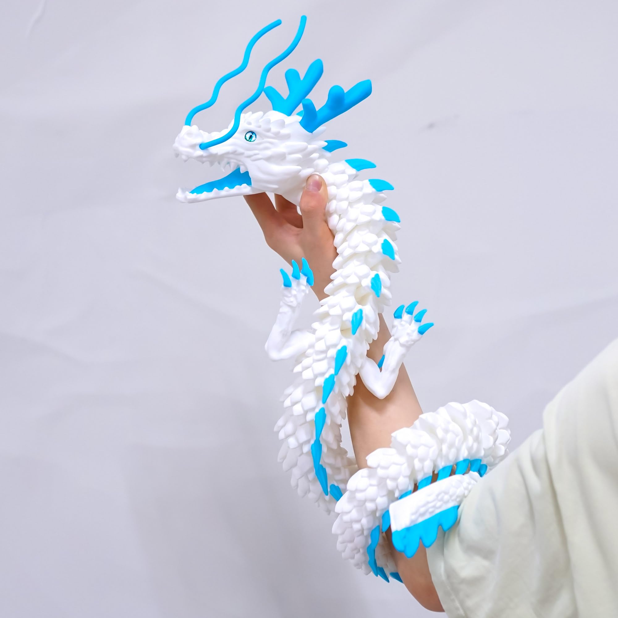 47.5inch Large 3D Printed Dragon,Flexible Joint Animal lacertid Figurines, Home Office Decor,Fidget Toy for Adults Teens Boy Festival Gifts,Easter Basket Stuffers ,Executive Desk Toy (white A) — image 1