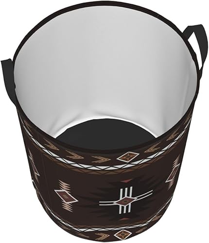 Miniatura 3 de Cesta de lavandería étnica bohemia nativa americana, color marrón, azteca, impermeable, plegable, con asa duradera, cesta de almacenamiento