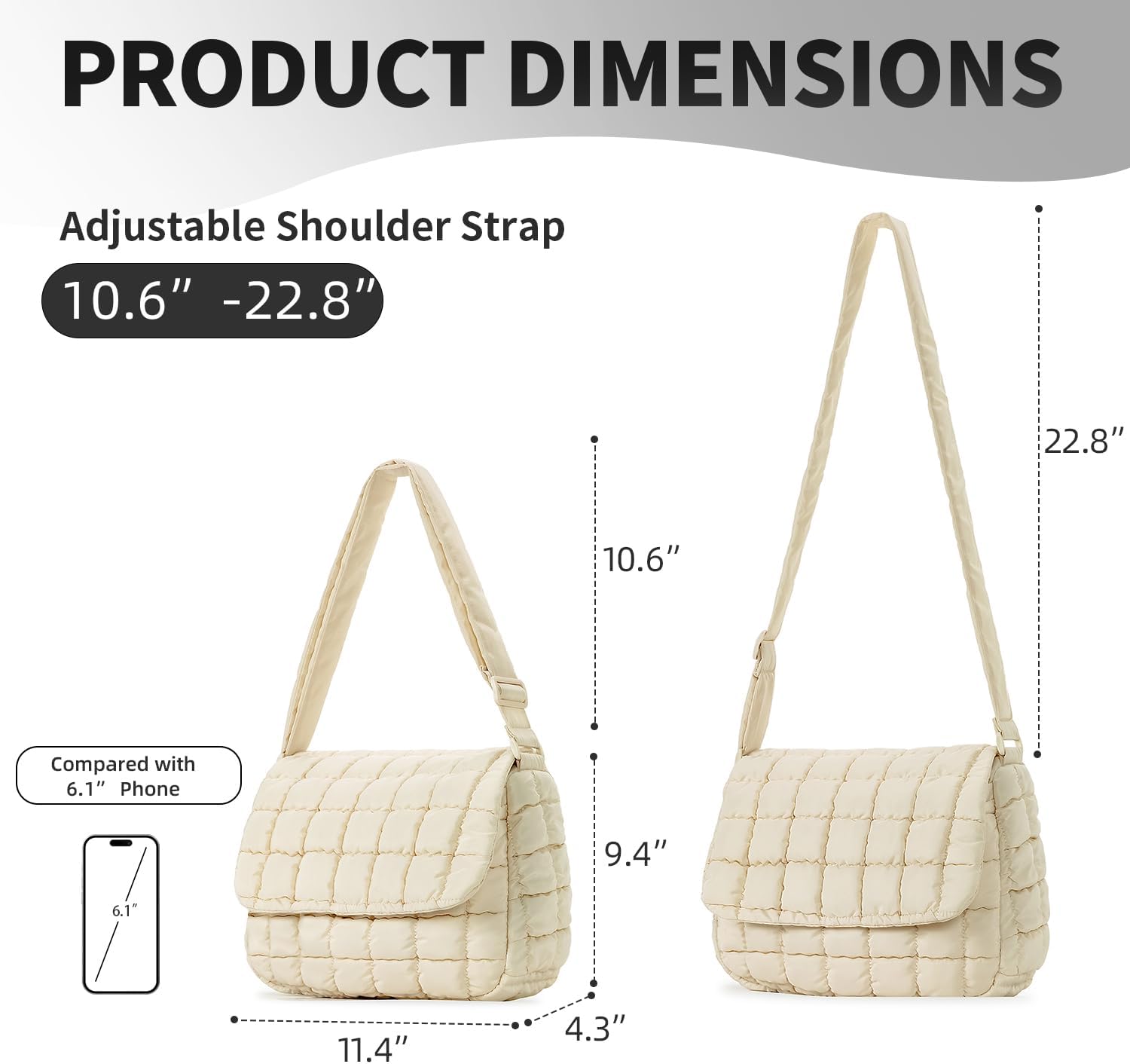 Herald Quilted Puffer Crossbody Bag for Women, Soft Lightweight Nylon Padding Bubble Flip Top Shoulder Purse Handbag - Image 6