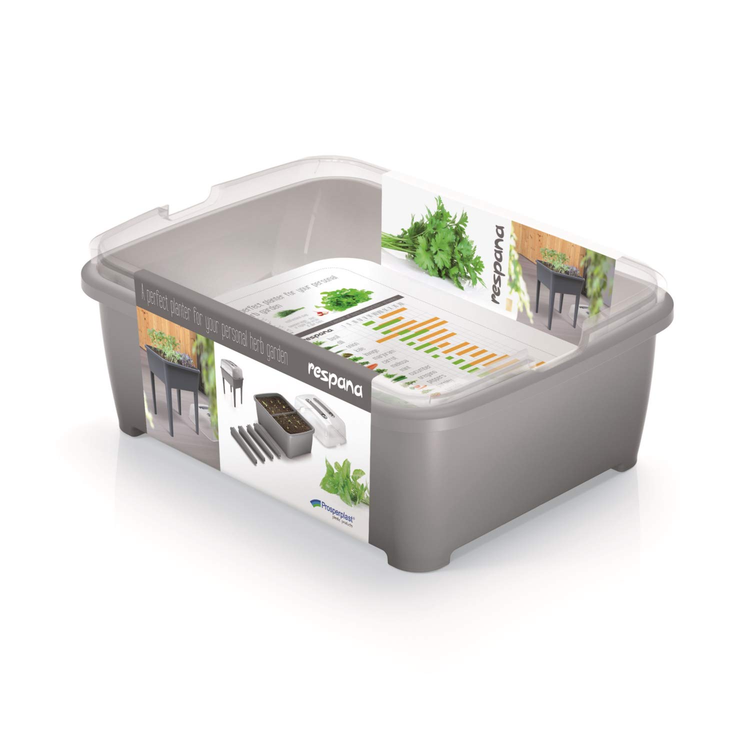 Prosperplast Jardinera Alta con Tapa de policarbonato, para Proteger Tus Plantas L Respana Planter Set de plástico en Color Antracita, 96,3 (Alto) x 77 (Ancho) x 58 (Profundo) cms