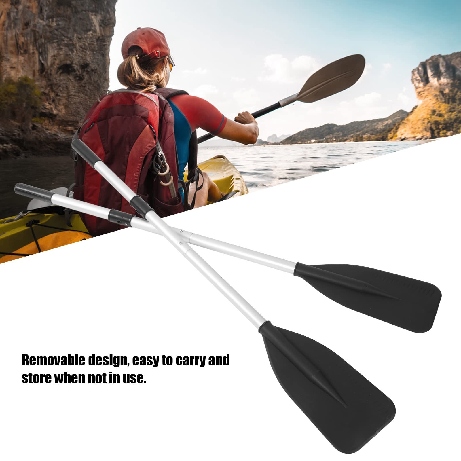 Padillas de Kayak de Aleación de Aluminio de Aluminio Reforzado con Remos Desmontables, Diseño Portátil Liviano, para Remeros, Principiantes, Adolescentes