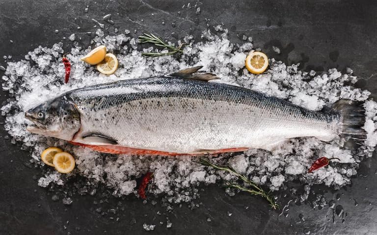 Lachs | Ganzer Lachs | Ausgenommen | Gekühlter Expressversand | 3500g | Beste Qualität | vakuumverpackt | delishopper