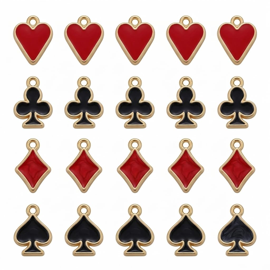 Playing Card Suits Enamel Charms Set | Qty : 20pcs | CHE171 | Mix-each 5pcs-image-24