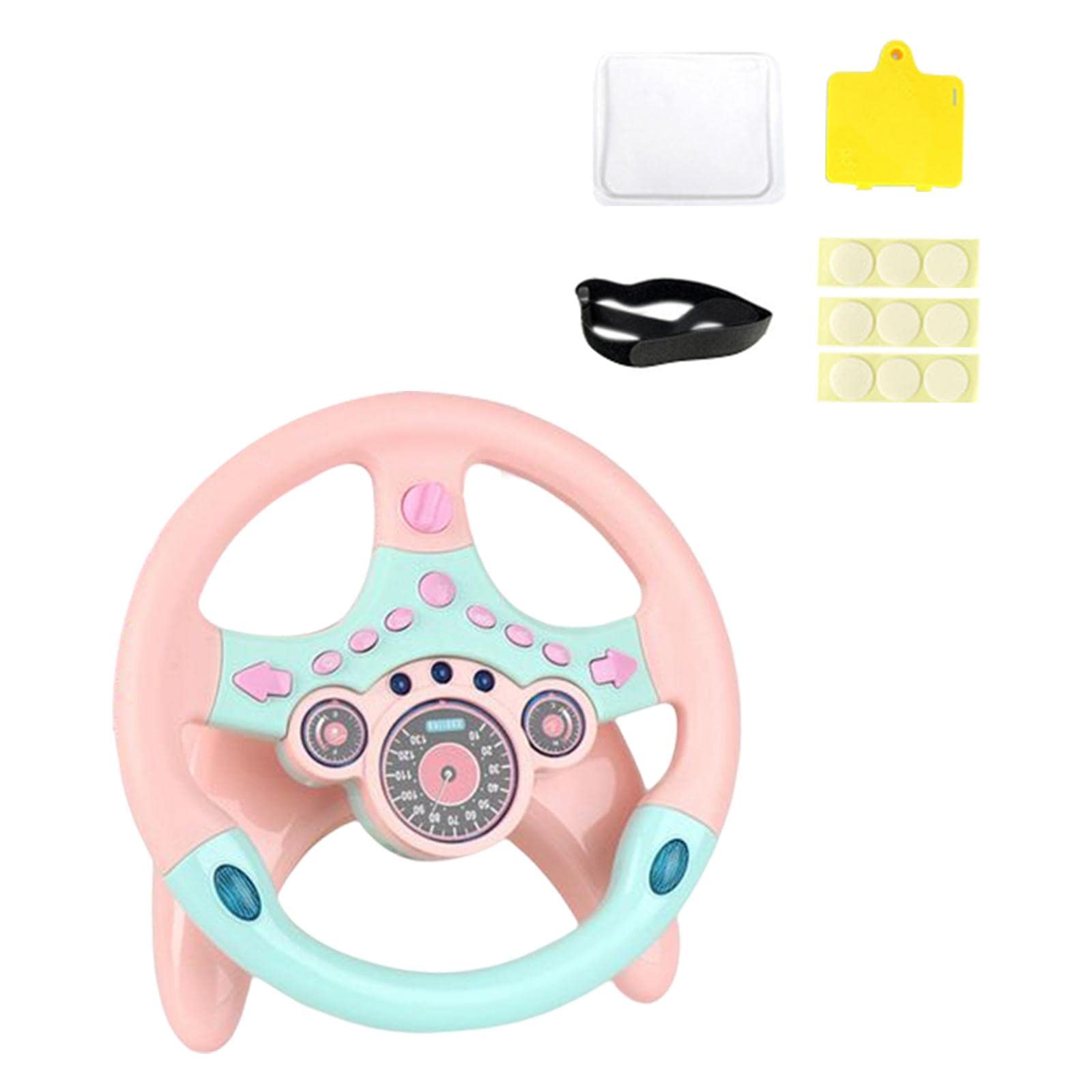 Amazon | Generic 子供用後部座席運転ハンドル, 青とピンク
