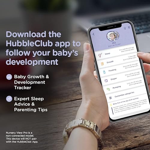 Miniatura 10 de Hubble View Pro Twin - Monitor de video para bebés de 5 pulgadas con cámara y audio, monitor de bebé NightVision con 2 cámaras de pantalla dividida